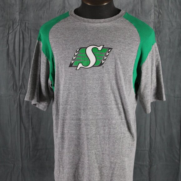 Saskatchewan Roughriders Shrit (VTG) - Logo with Green Sleeves - Men's Large - Picture 3 of 7